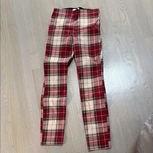 H&M Red and White Chinos with Classic Plaid Design